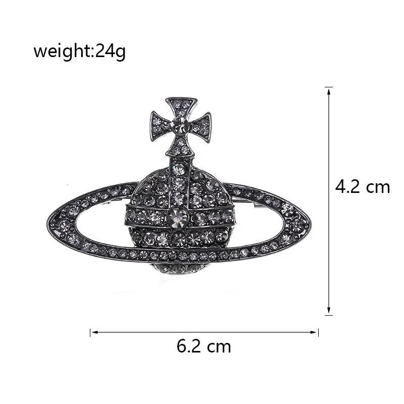 Luxury Rhinestone Saturn Planet Brooch, Sparkling Universe Lapel Pin Corsage For Suit Bag Gift
