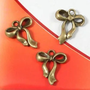 23x18mm Zinc Alloy Ribbon Bow Charm Pendant for DIY Necklace Bracelet Jewelry Making