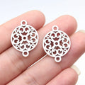 24x18mm 1.45g Multicolor Zinc Alloy Hollow Floral Round Disc Connector Charm for DIY Jewelry Making