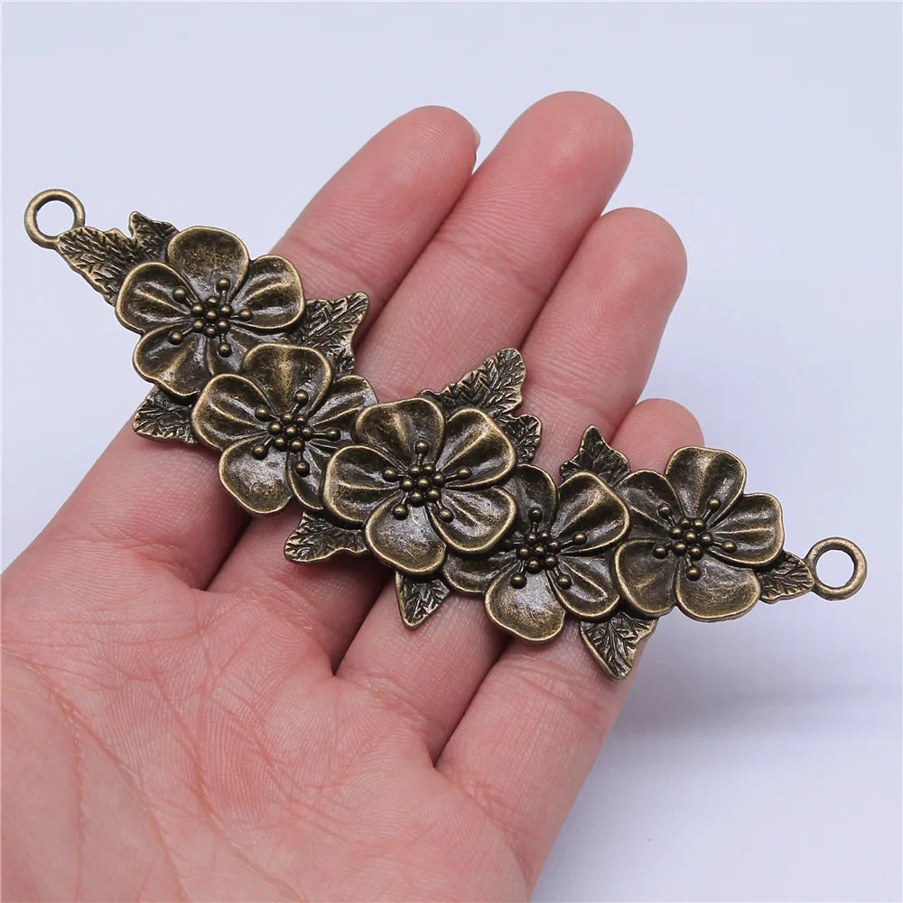 113mm 16.7g Multicolor Zinc Alloy Flower Connector Charm for DIY Bracelet Necklace Jewelry Making