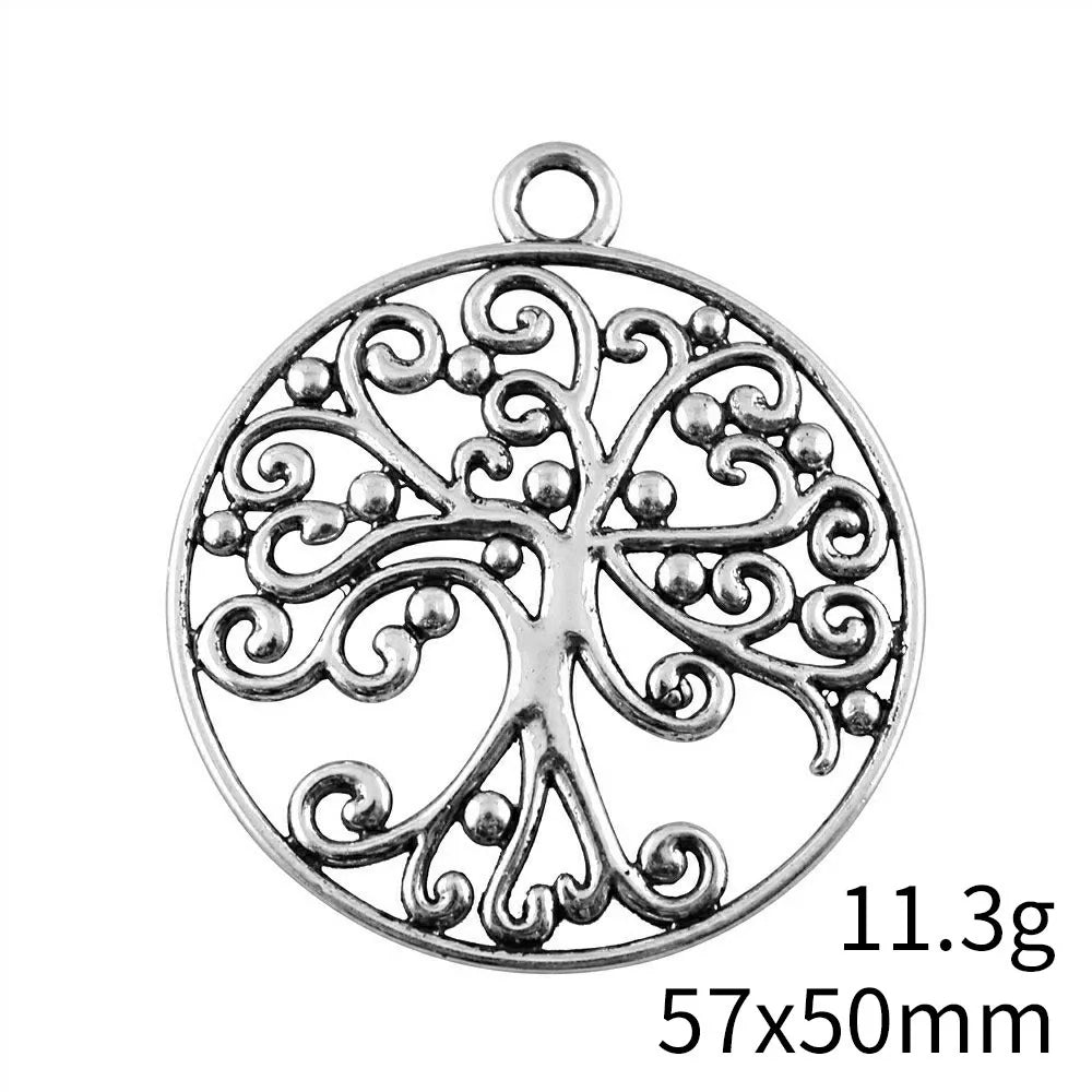 57x50mm 11.3g Antique Silver Zinc Alloy Tree of Life Charm Pendant for Necklace Bracelet Making