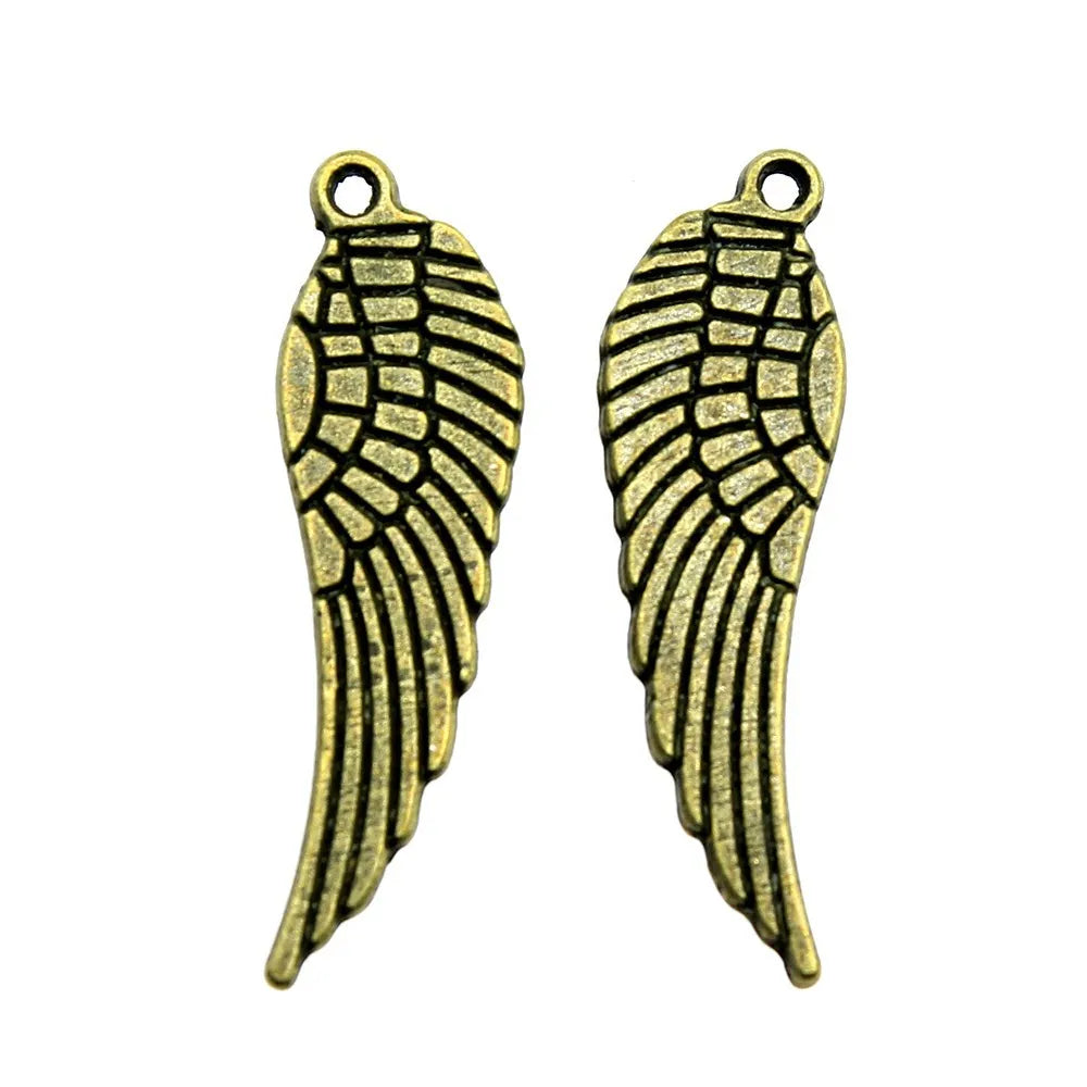 31x9mm 1.3g Multicolor Zinc Alloy Wing Charm Pendant for DIY Angel Theme Necklace Bracelet