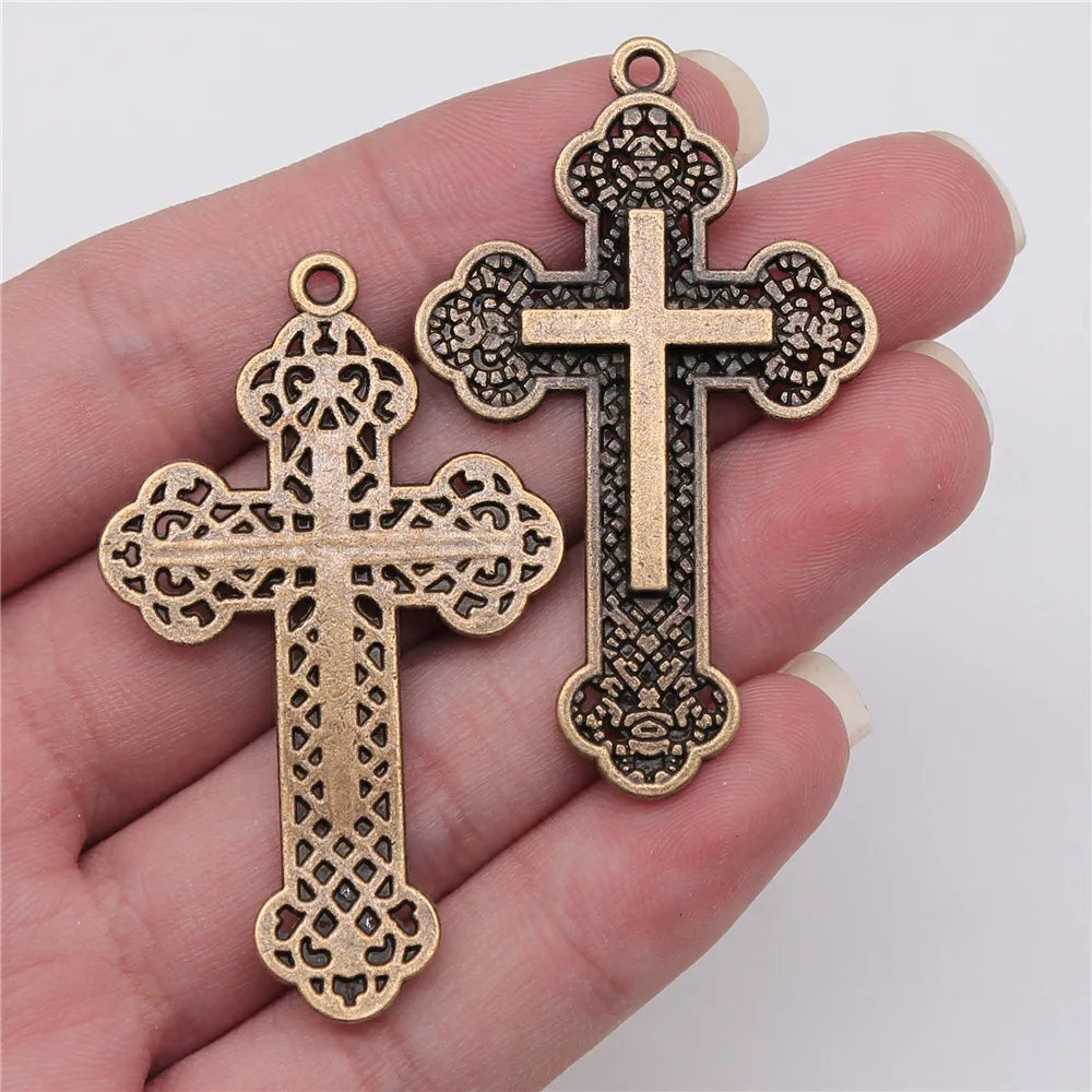 54x33mm 5.6g Multicolor Zinc Alloy Cross Charm Pendant for DIY Necklace Bracelet Jewelry Making