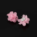 Elegant Pink Acrylic Flower Petal Stud & Clip On No Piercing French Fairy Forest Handmade Earrings