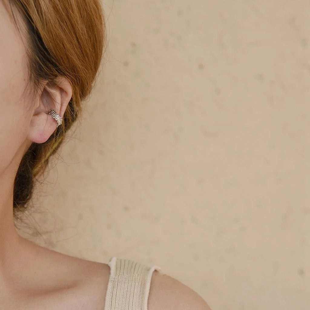 Real Gold Plated Copper C Shape Drop Earrings Silver Tone Minimalist Geometric Ear Cuffs For Unisex