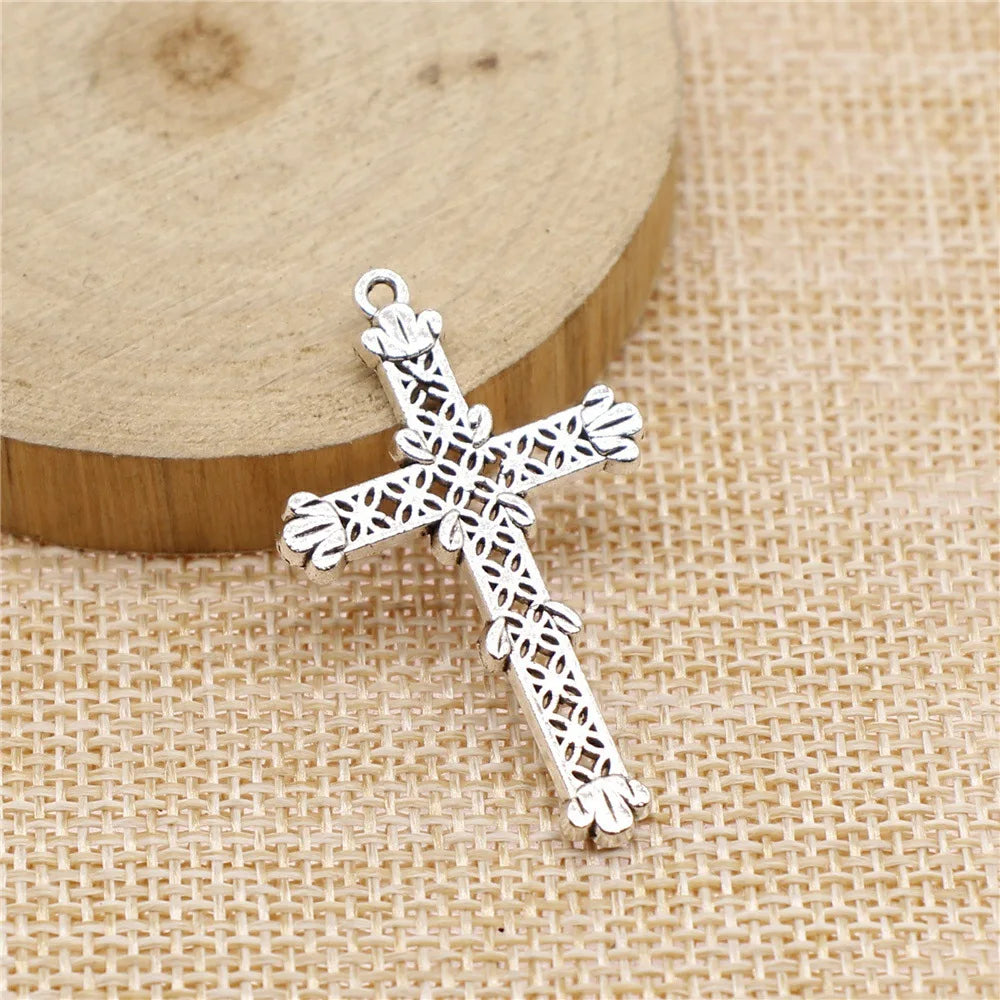 40x25mm 1.9g Antique Silver Zinc Alloy Cross Charm Pendant for DIY Jewelry Making and Accessories