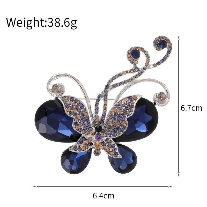 Elegant Pink Crystal Rhinestone Butterfly Brooch, Sparkling Alloy Lapel Pin Corsage Gift For Women