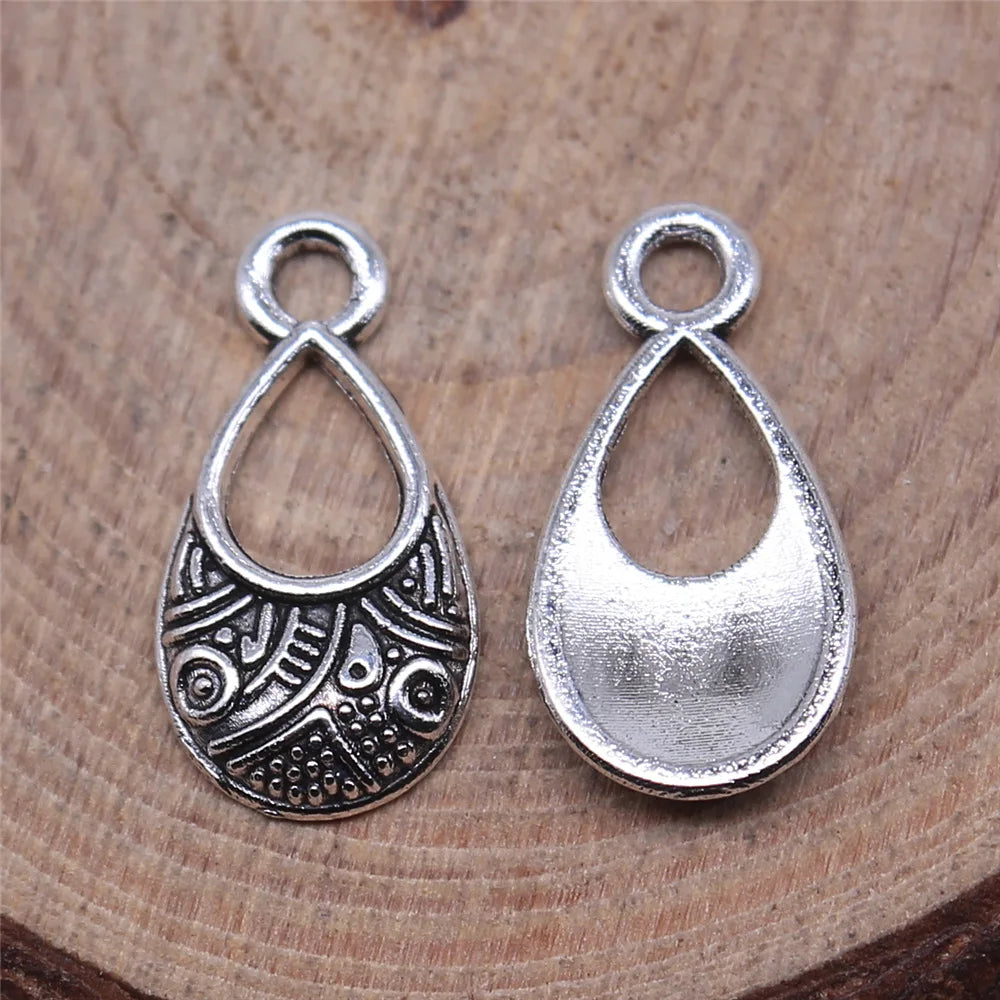 9x17mm 0.5g Antique Silver Zinc Alloy Teardrop Charm Pendant for DIY Necklace Bracelet Making