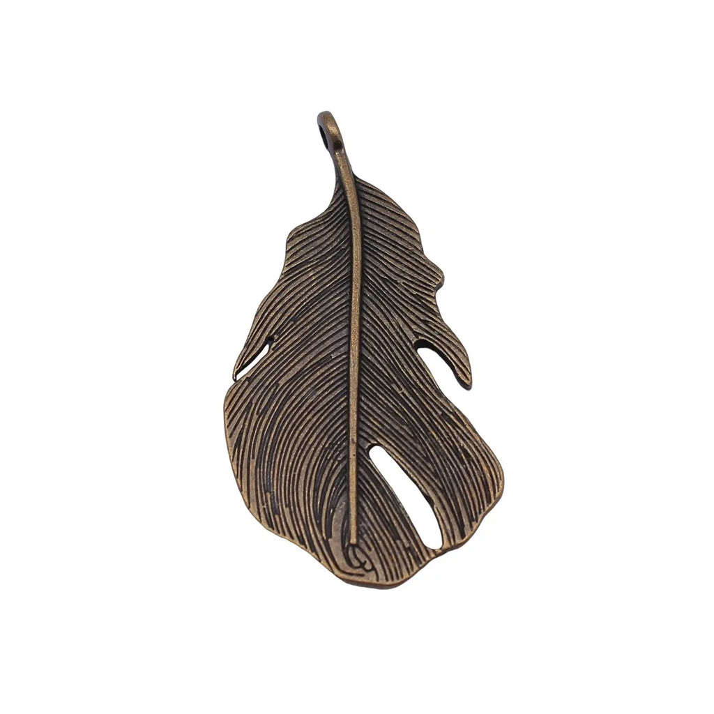 47x25mm 4.7g Multicolor Zinc Alloy Feather Charm Pendant for Necklace Bracelet Jewelry Making