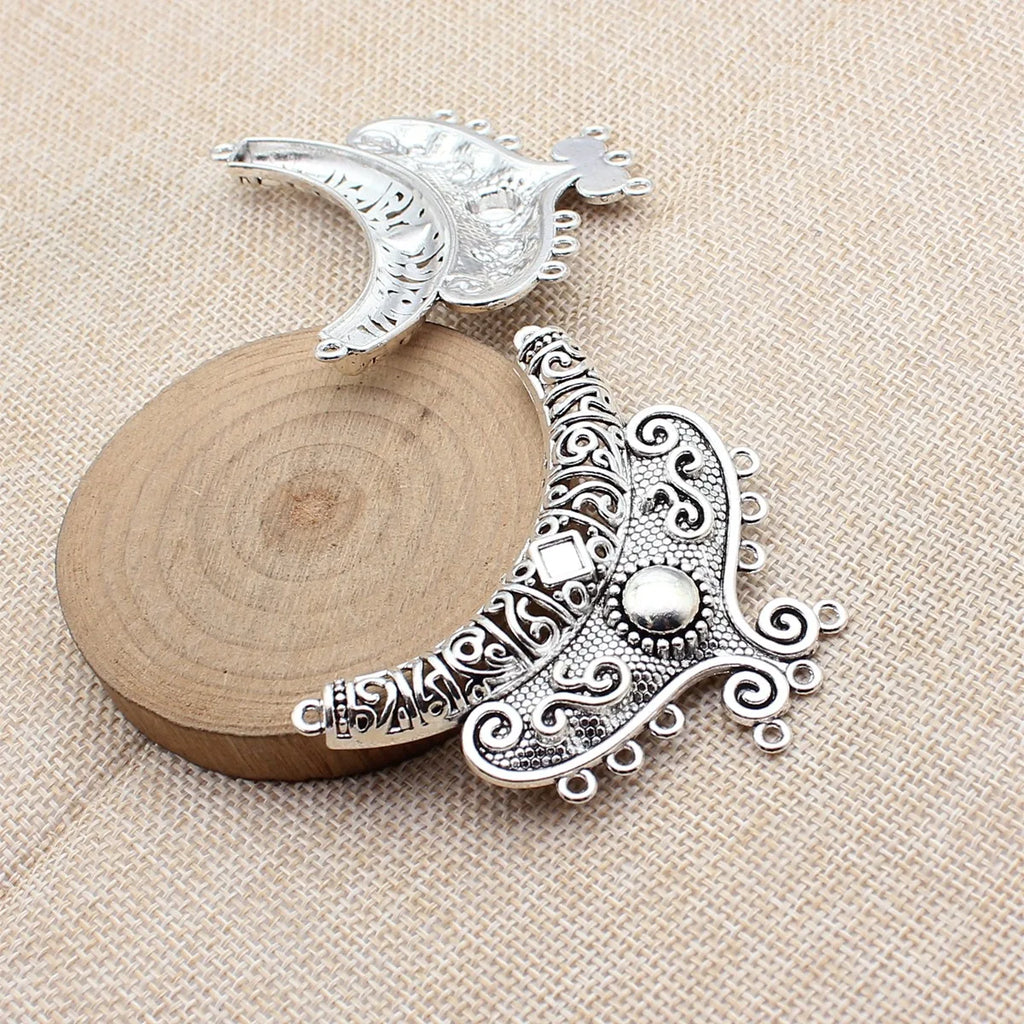 63x53mm 15.3g Antique Silver Zinc Alloy Ethnic Multi-Hole Connector Charm for Necklace Jewelry Making