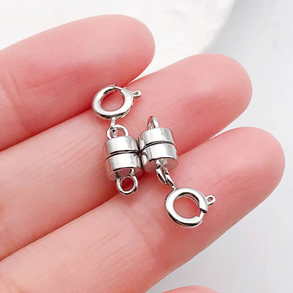 Iron Short Round Cylinder Magnetic Clasp Connector for DIY Bracelet Necklace Jewelry