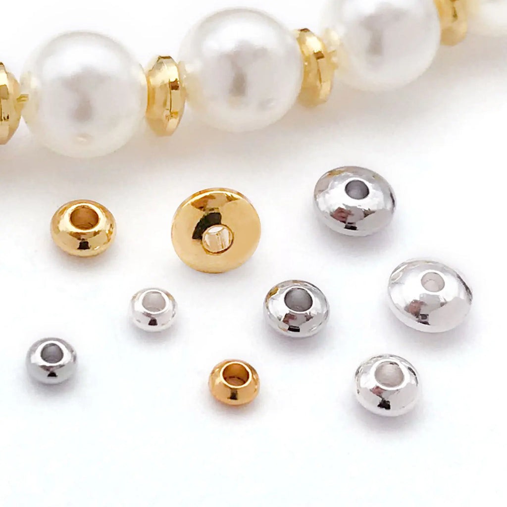 5mm 18K Gold Plated Copper Alloy Abacus Flying Saucer Spacer Beads for DIY Bracelet