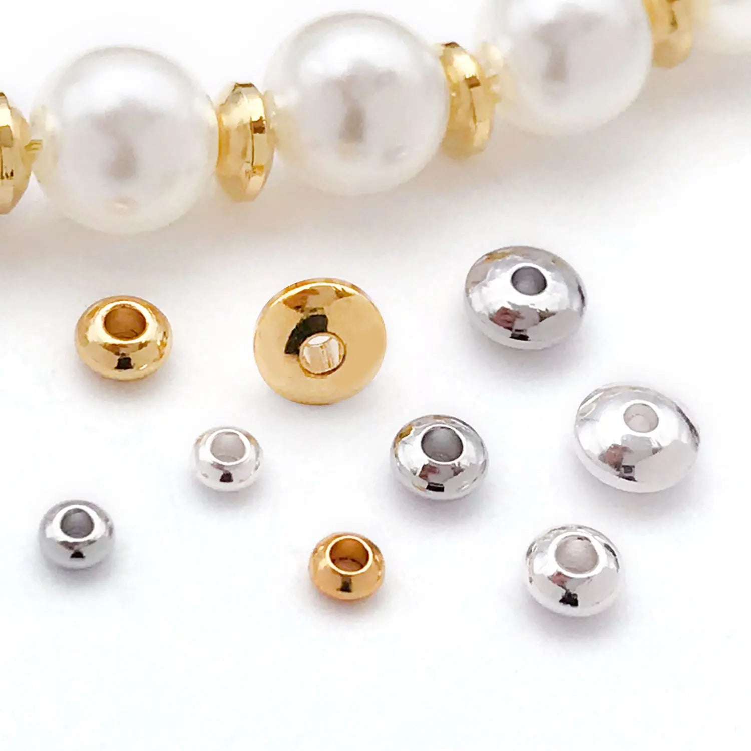 5mm 18K Gold Plated Copper Alloy Abacus Flying Saucer Spacer Beads for DIY Bracelet