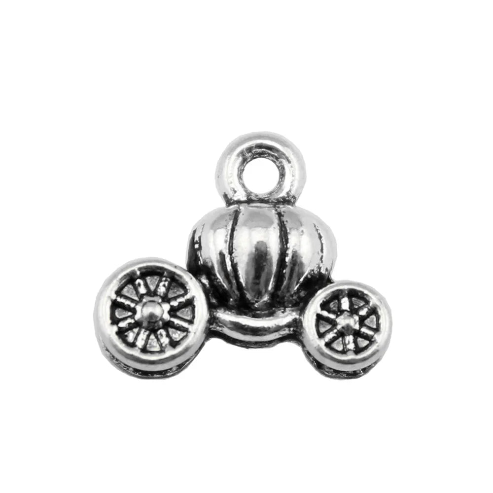 13x11mm 1.5g Antique Silver Zinc Alloy Pumpkin Carriage Charm Pendant for DIY Fairy Tale Jewelry Making