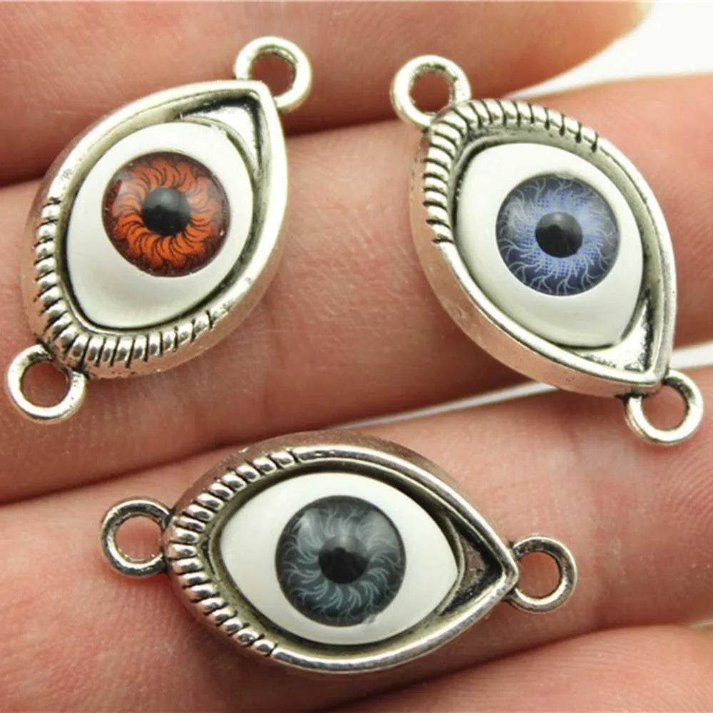 30x15mm 3.5g Antique Silver Zinc Alloy Eye Connector Charm for DIY Necklace Bracelet Making