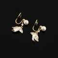 Elegant Pearl Fish Tail Tassel Alloy Enamel Zircon Stud & Clip On No Piercing Drop Earrings