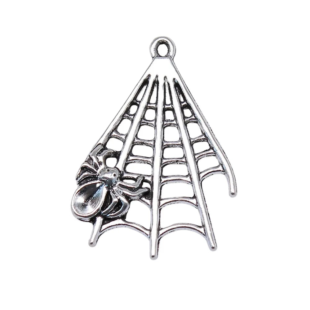 32x23mm 2.9g Multicolor Zinc Alloy Spider Spider Web Charm Pendant for DIY Halloween Jewelry Making