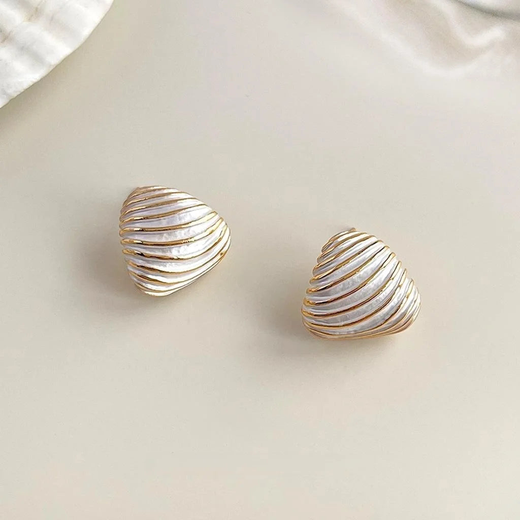 14K White Plated Alloy Enamel Triangle Stud Earrings, Designer Vacation Style