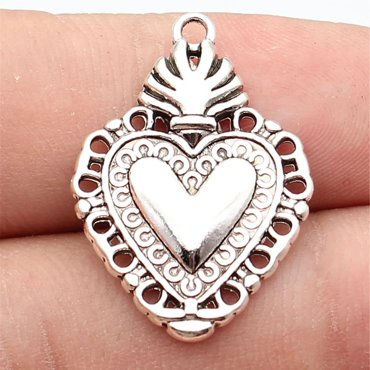 29x20mm 2.9g Antique Silver Zinc Alloy Gothic Heart Charm Pendant for DIY Necklace Bracelet Jewelry