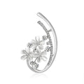 Elegant Cat Eye Stone Flower Alloy Rhinestone Brooch For Women, Luxury Lapel Pin Suit Accessory Gift