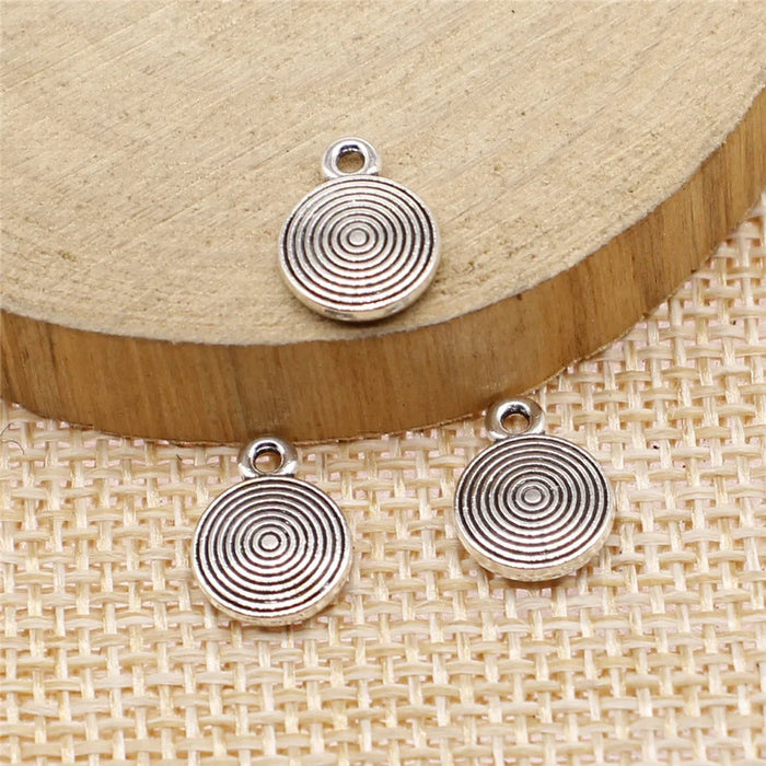 9x12mm 0.7g Multicolor Zinc Alloy Round Circle Tag Charm Pendant for Bracelet Necklace Making
