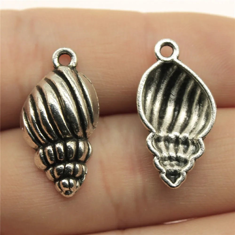 25x13mm 1.9g Antique Silver Zinc Alloy Conch Shell Charm Pendant for DIY Necklace Jewelry Making