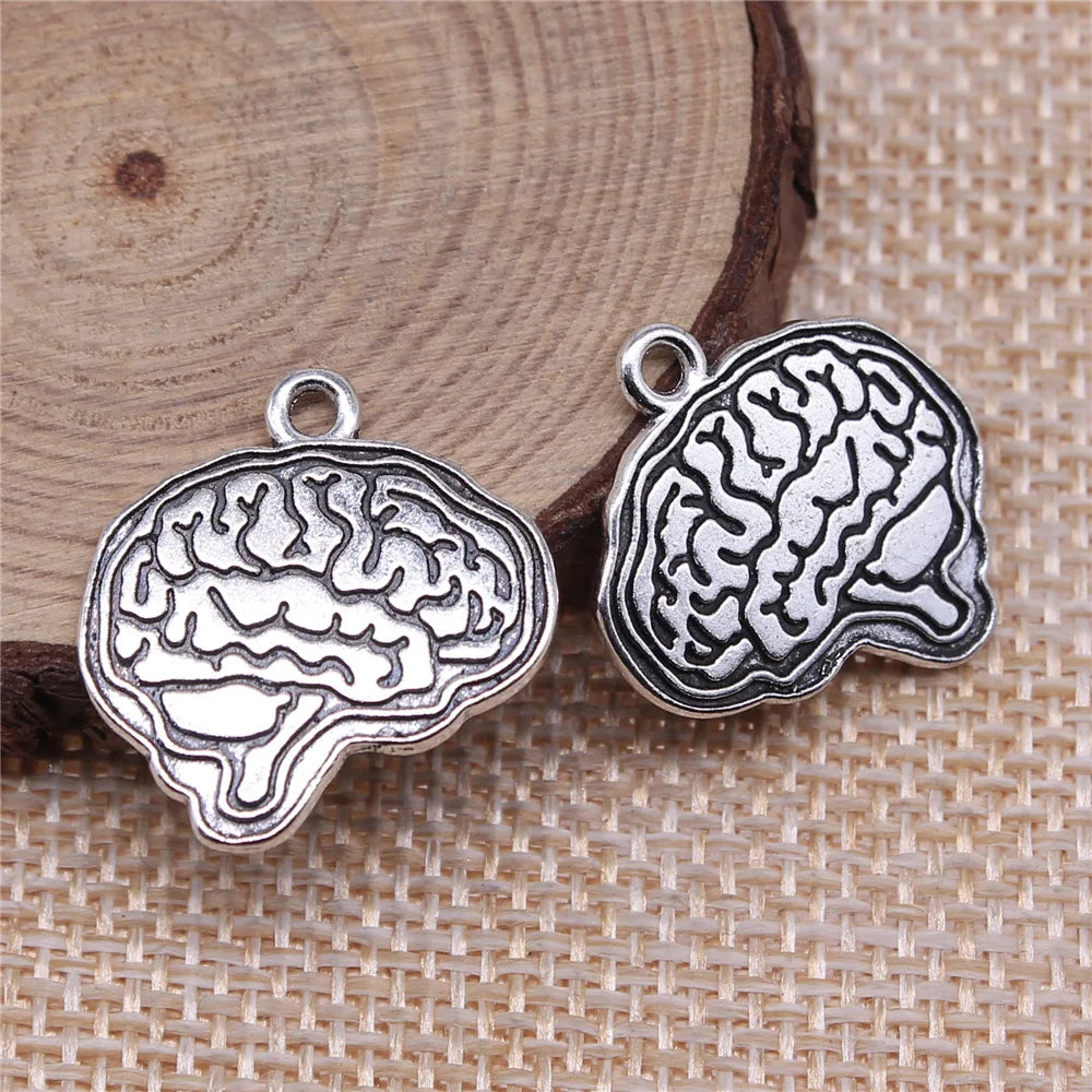 22x23mm 2.7g Multicolor Zinc Alloy Brain Charm Pendant for DIY Medical Necklace Bracelet Making