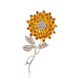 Elegant Sunflower Rhinestone Alloy Brooch For Women, Luxury Floral Lapel Pin Corsage Suit Accessory