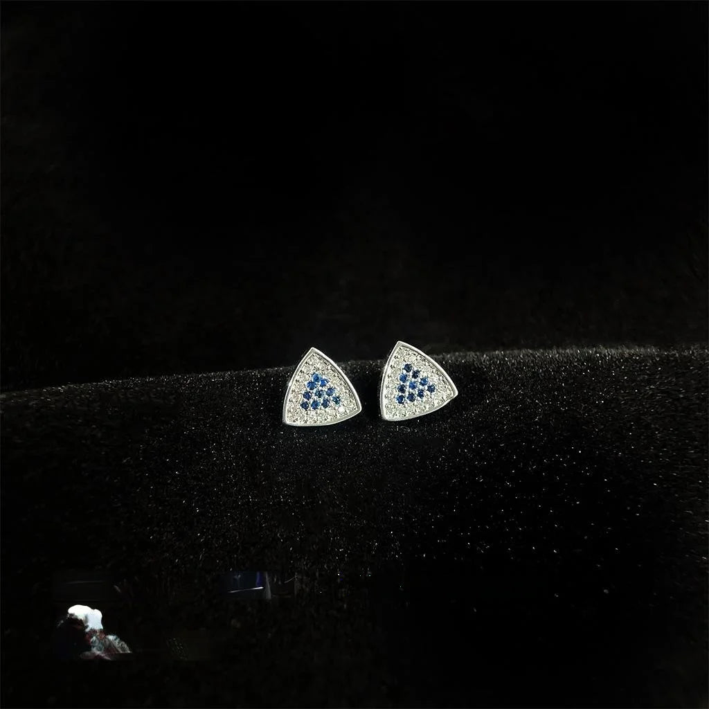Micro Pave Zircon Angel Eye Triangle Stud Earrings Copper Minimalist Geometric Jewelry