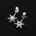 Elegant Luxury Zircon Crystal Snowflake Tassel Dangle For Women, Stud & Clip On No Piercing Earrings