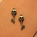 26x9MM Antique Silver Zinc Alloy Skull Key Charm Pendant for DIY Necklace Bracelet Jewelry Making