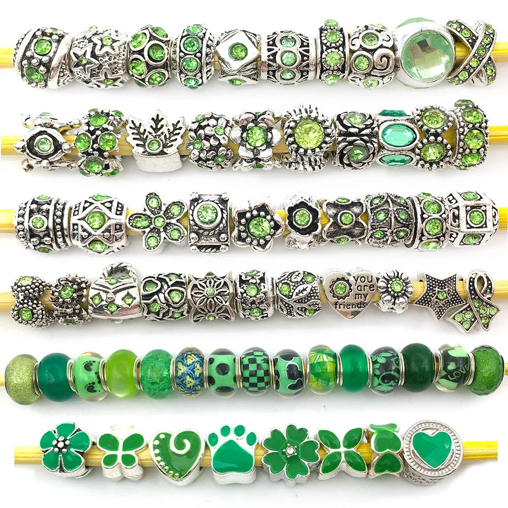 Rhinestone Zinc Alloy Large Hole Spacer Beads Loose Metal Beads for DIY Bracelet