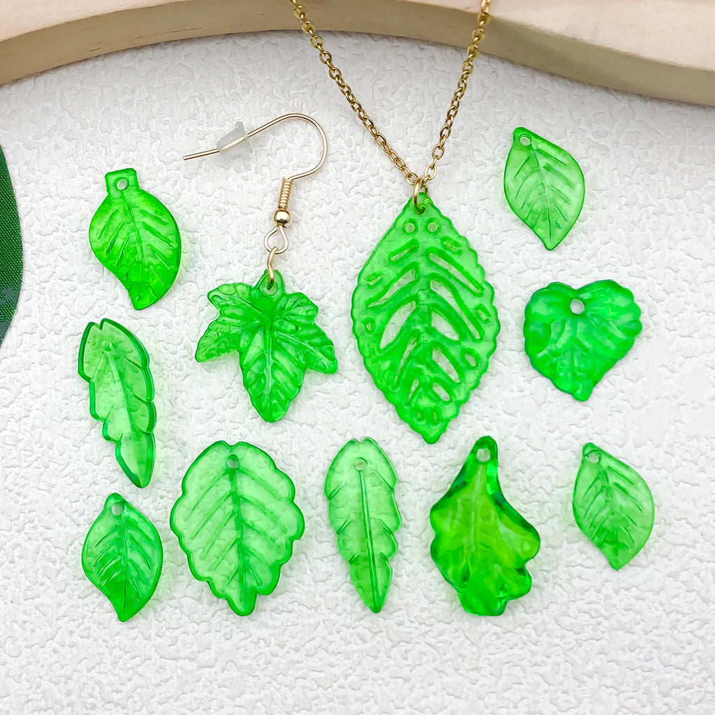 Transparent Acrylic Maple Leaf Green Leaf Grape Leaf loose beads for DIY bracelet making