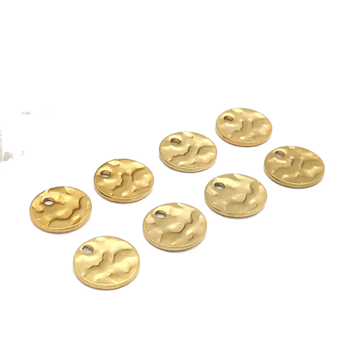 Vacuum Plated Stainless Steel Wrinkled Round Disc Charm Pendant for DIY Earrings Necklace