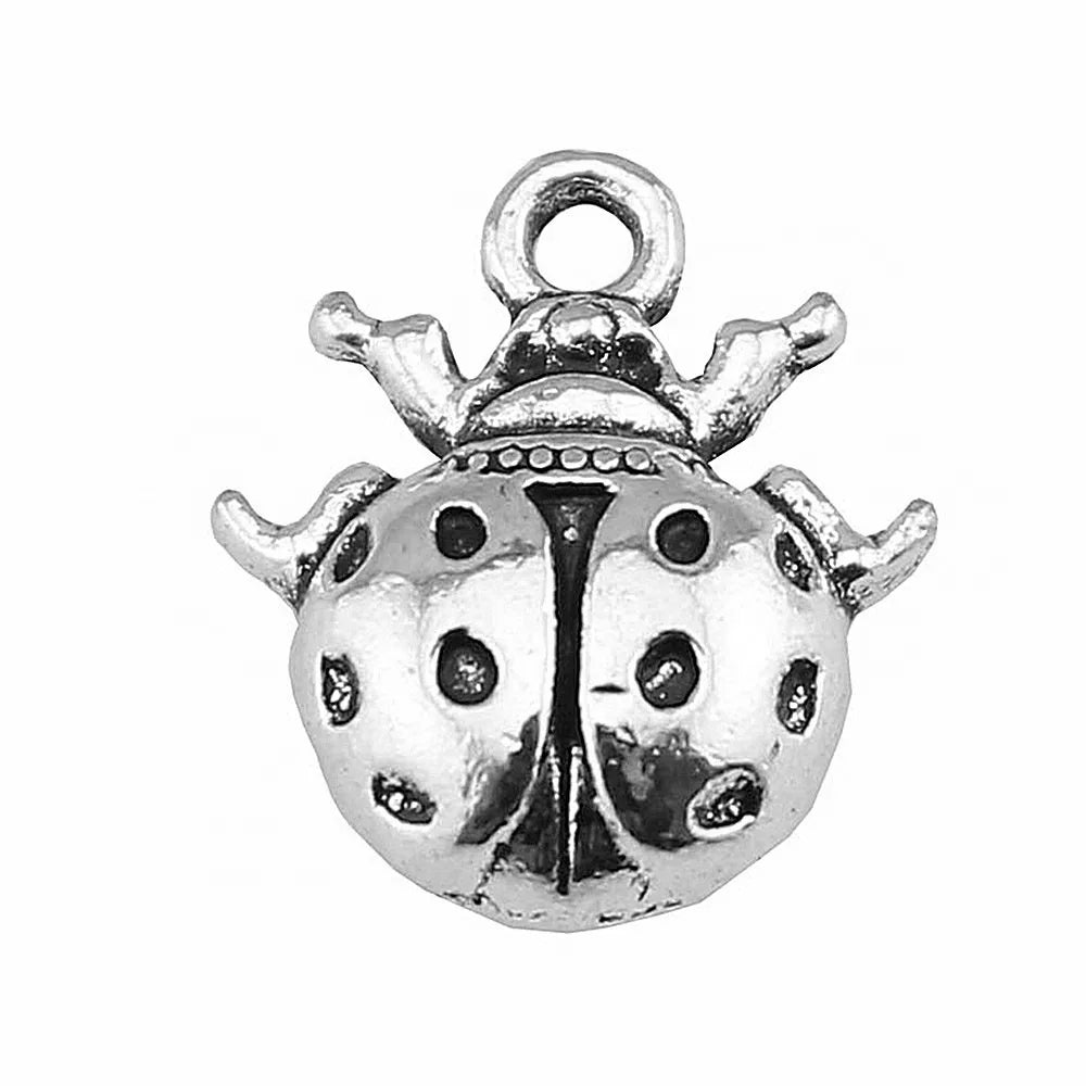 16x14mm 1.4g Multicolor Zinc Alloy Ladybug Charm Pendant for Necklace Bracelet Jewelry Making