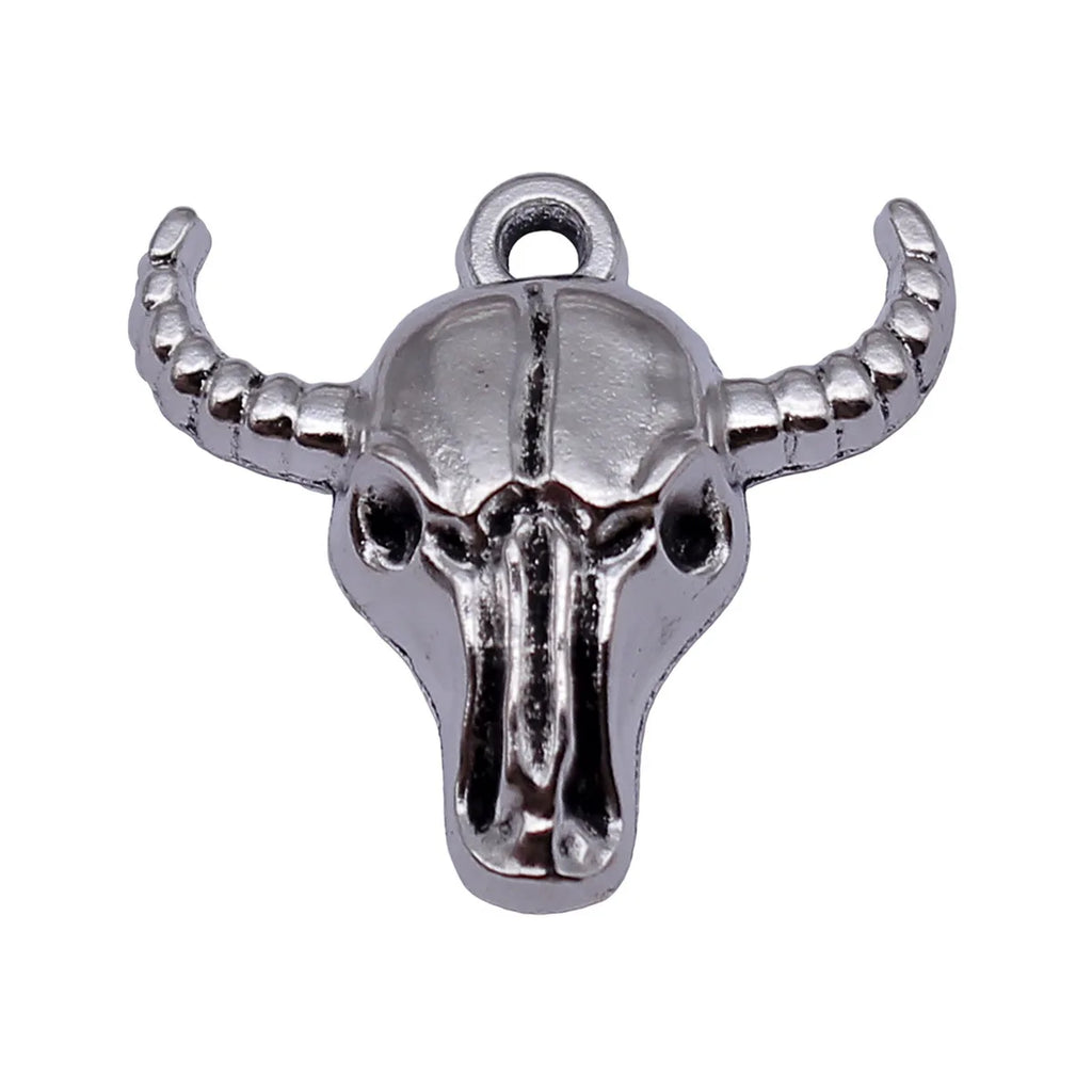 24x23mm 2.2g Antique Silver Zinc Alloy Bull Head Charm Pendant for DIY Necklace Jewelry Making