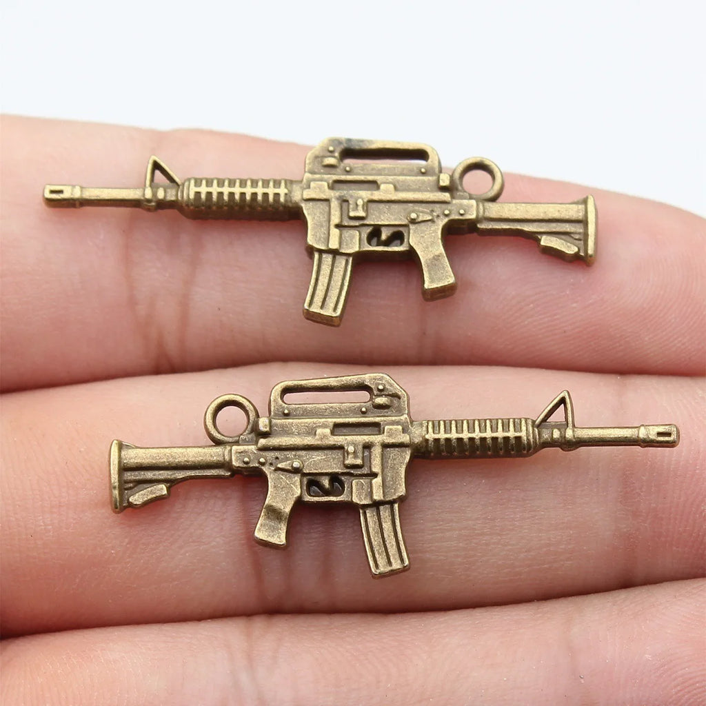 45x16mm 3.3g Multicolor Zinc Alloy Machine Gun Charm Pendant for DIY Necklace and Keychain Making