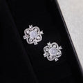 Copper Micro Pave Zircon Lucky Flower Geometric Light Luxury Stud Earrings
