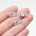 15x9.2mm 0.58g Antique Silver Tone Zinc Alloy Year 2026 Charm Pendant for DIY Graduation Jewelry