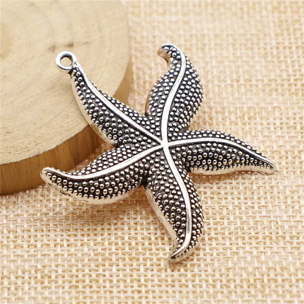 50x43mm 9.5g Multicolor Zinc Alloy Large Starfish Charm Pendant for Ocean Theme Jewelry Making