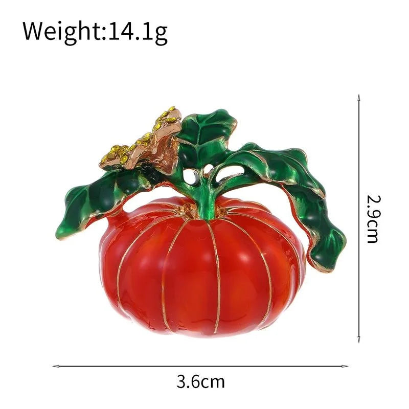 Luxury Enamel Pumpkin And Bee Brooch With Rhinestone Accents, Cute Lapel Pin Corsage Suit Accessory Gift