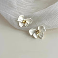 Summer Sweet Elegant Enamel Alloy Bow Iris Flower Stud Earrings