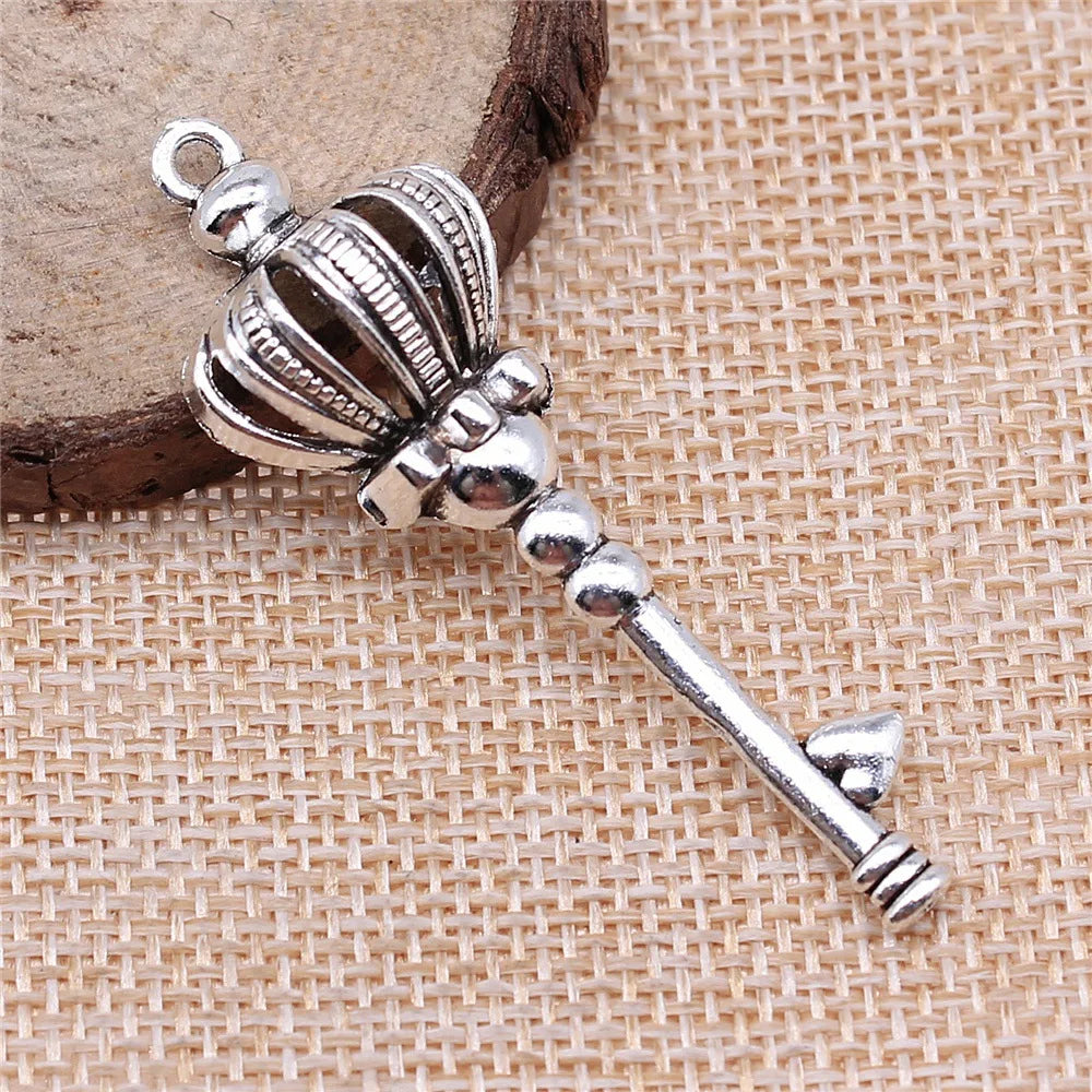 56mm 4.8g Multicolor Zinc Alloy Crown Key Charm Pendant for DIY Bracelet Necklace Jewelry Making