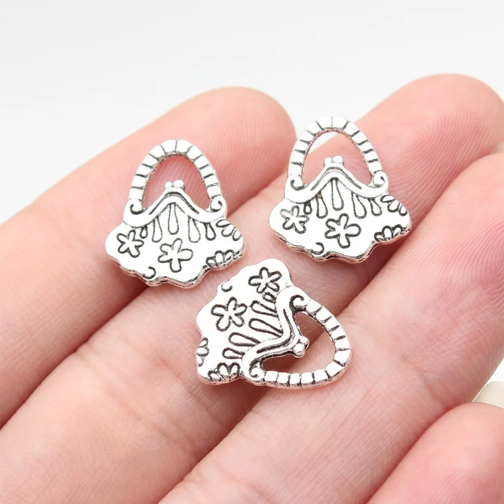 16x14mm 1.15g Antique Silver Zinc Alloy Handbag Charm Pendant for Bracelet Necklace DIY Jewelry