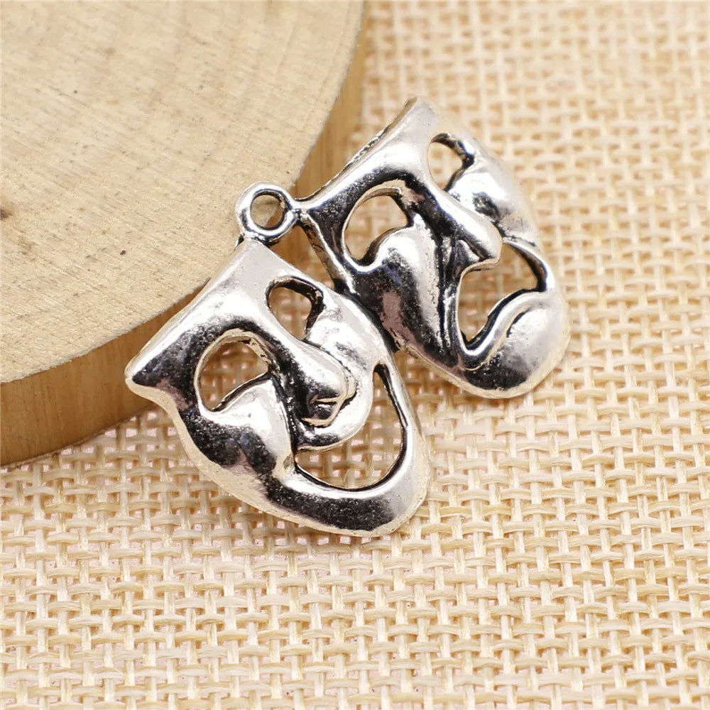 30x23mm 3.1g Multicolor Zinc Alloy Comedy Tragedy Smiling Crying Face Charm Pendant for DIY Jewelry