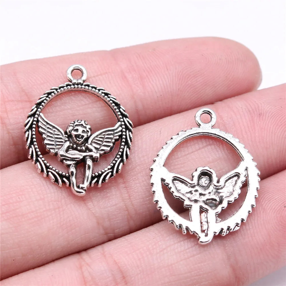 25x20mm 1.89g Antique Silver Zinc Alloy Angel Figure Charm Pendant for DIY Necklace Bracelet Making