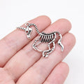 27x42mm 2.9g Antique Silver Zinc Alloy Unicorn Skeleton Charm Pendant for DIY Fantasy Jewelry Making