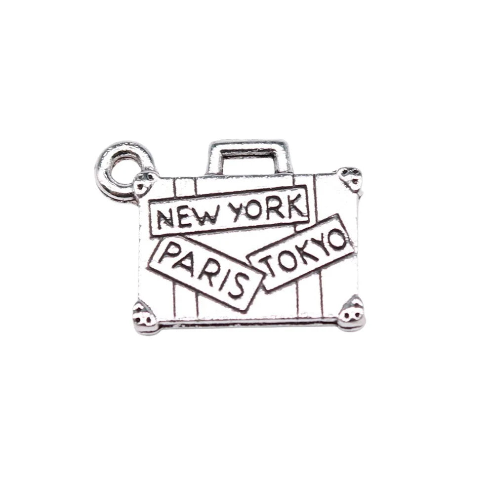 13x17mm 1.5g Multicolor Zinc Alloy Suitcase Charm Pendant for DIY Travel Jewelry Making