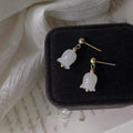 Handmade Tulip Glazed Glass Flower Drop Earrings Pastoral Sweet Minimalist Jewelry