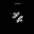 14K Gold Plated Copper Blue Enamel Flower Stud Earrings Fresh Minimalist Jewelry For Women